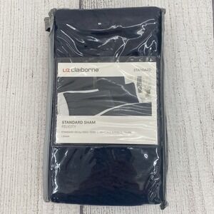 Liz Claiborne Standard Sham Felicity Indigo Blue 100% Cotton Matelasse Textured
